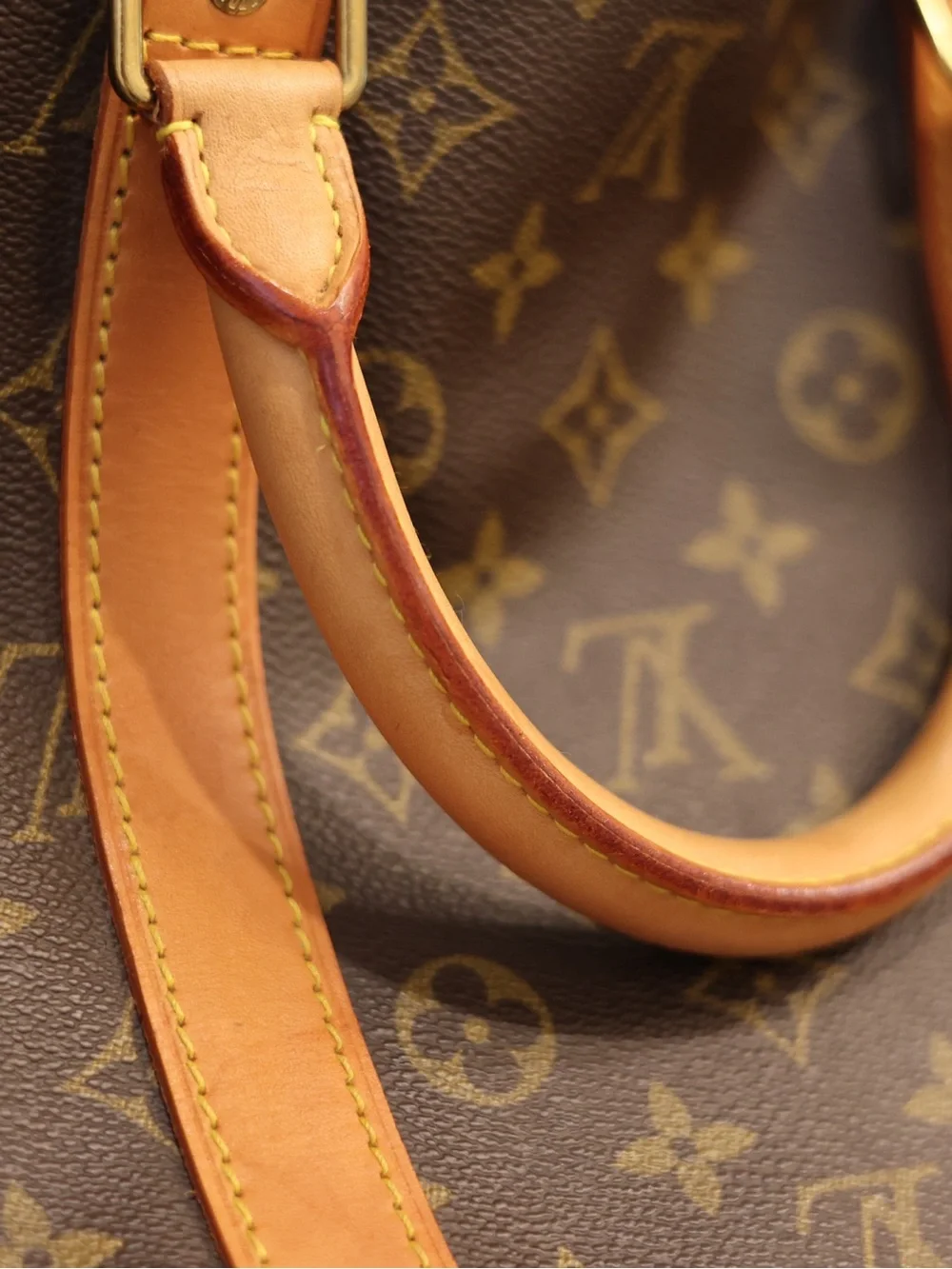 Louis Vuitton Brown Monogram Canvas Duffel with Tan Leather Trim
